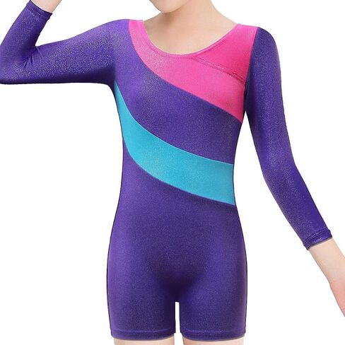 BAOHULU Gymnastics Leotards for Toddler Girls Long Sleeve Sparkle Stripes Tank Biketards Dance Unitards in Kuwait