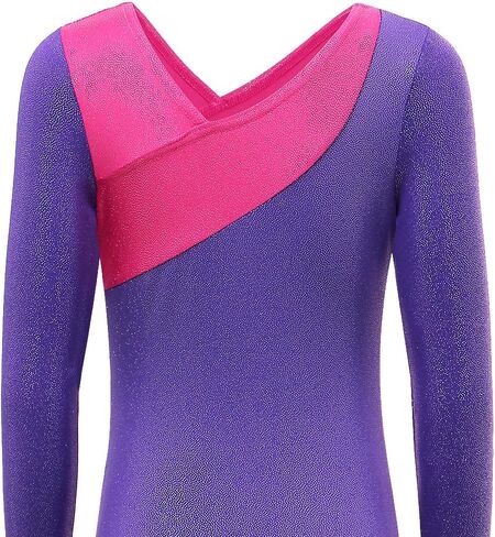 BAOHULU Gymnastics Leotards for Toddler Girls Long Sleeve Sparkle Stripes Tank Biketards Dance Unitards in Kuwait