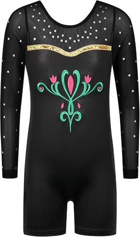 BAOHULU Gymnastics Leotards for Toddler Girls Long Sleeve Sparkle Stripes Tank Biketards Dance Unitards in Kuwait