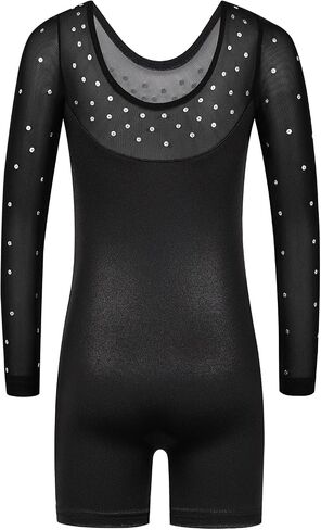 BAOHULU Gymnastics Leotards for Toddler Girls Long Sleeve Sparkle Stripes Tank Biketards Dance Unitards in Kuwait