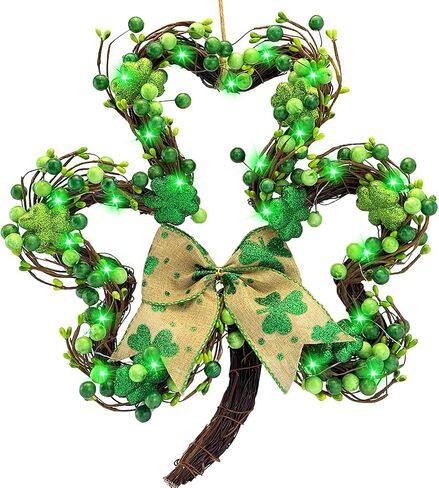 17" Valentines Day Wreaths for Front Door Artificial Red Berries Heart Shaped Wreath with 10 Wooden Heart Lights Valentine's Day Wreath for Wedding Anniversary Party Candlelight Dinner Decorations in Saudi Arabia
