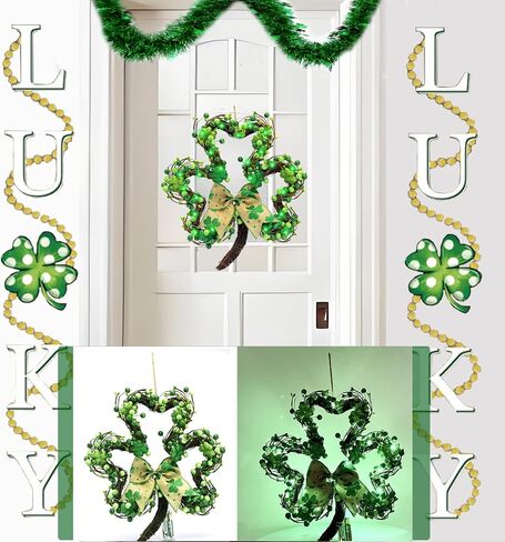 17" Valentines Day Wreaths for Front Door Artificial Red Berries Heart Shaped Wreath with 10 Wooden Heart Lights Valentine's Day Wreath for Wedding Anniversary Party Candlelight Dinner Decorations in Saudi Arabia