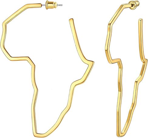 GoldChic Jewelry African Earrings for Women, Gold Africa Map Earring with Custom Name, Platinum/Black Minimalist Ethnic Style Dangle Drop Statement Ear Jewelry with Gift Box in Saudi Arabia