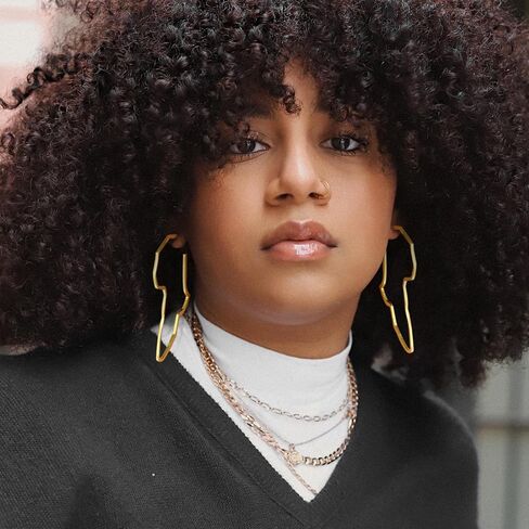 GoldChic Jewelry African Earrings for Women, Gold Africa Map Earring with Custom Name, Platinum/Black Minimalist Ethnic Style Dangle Drop Statement Ear Jewelry with Gift Box in Saudi Arabia