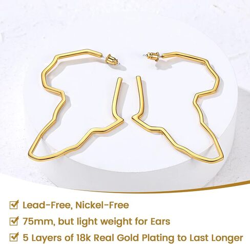 GoldChic Jewelry African Earrings for Women, Gold Africa Map Earring with Custom Name, Platinum/Black Minimalist Ethnic Style Dangle Drop Statement Ear Jewelry with Gift Box in Saudi Arabia