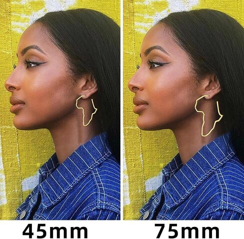 GoldChic Jewelry African Earrings for Women, Gold Africa Map Earring with Custom Name, Platinum/Black Minimalist Ethnic Style Dangle Drop Statement Ear Jewelry with Gift Box in Saudi Arabia