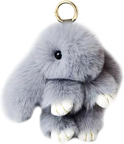 Bunny Keychain Soft Fluffy Rabbit Keychain Cute Colorful Rabbit Fur Pom Pom Key Rings for Women Pendant Accessories in Saudi Arabia
