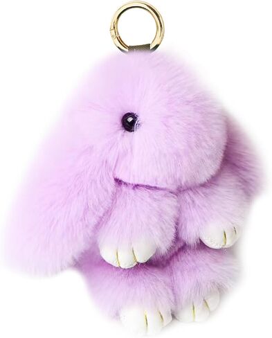 Bunny Keychain Soft Fluffy Rabbit Keychain Cute Colorful Rabbit Fur Pom Pom Key Rings for Women Pendant Accessories in Saudi Arabia