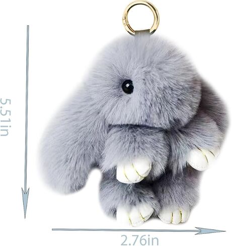 Bunny Keychain Soft Fluffy Rabbit Keychain Cute Colorful Rabbit Fur Pom Pom Key Rings for Women Pendant Accessories in Saudi Arabia