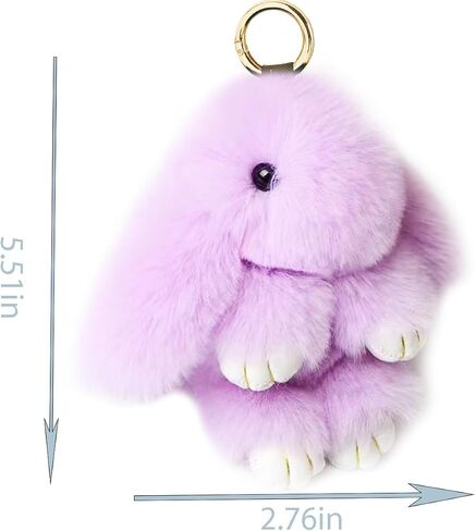 Bunny Keychain Soft Fluffy Rabbit Keychain Cute Colorful Rabbit Fur Pom Pom Key Rings for Women Pendant Accessories in Saudi Arabia