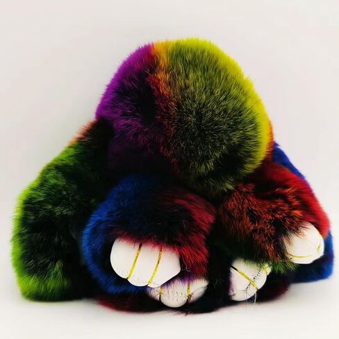 Bunny Keychain Soft Fluffy Rabbit Keychain Cute Colorful Rabbit Fur Pom Pom Key Rings for Women Pendant Accessories in Saudi Arabia