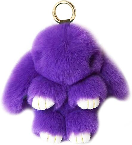 Bunny Keychain Soft Fluffy Rabbit Keychain Cute Colorful Rabbit Fur Pom Pom Key Rings for Women Pendant Accessories in Saudi Arabia