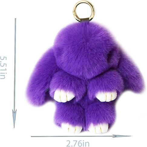 Bunny Keychain Soft Fluffy Rabbit Keychain Cute Colorful Rabbit Fur Pom Pom Key Rings for Women Pendant Accessories in Saudi Arabia
