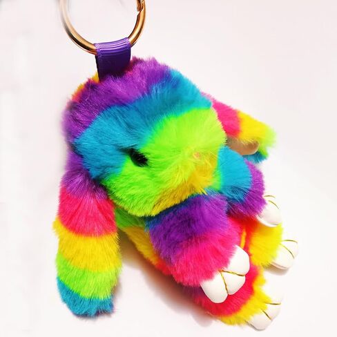 Bunny Keychain Soft Fluffy Rabbit Keychain Cute Colorful Rabbit Fur Pom Pom Key Rings for Women Pendant Accessories in Saudi Arabia