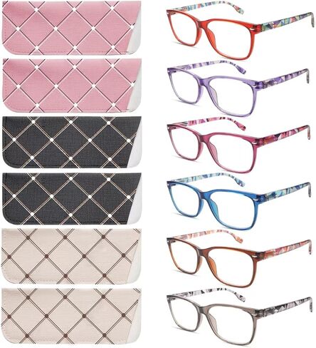 6 Pack Blue Light Blocking Reading Glasses for Women Adjustable Spring Hinge Lightweight Frame Computer Readers in Kuwait