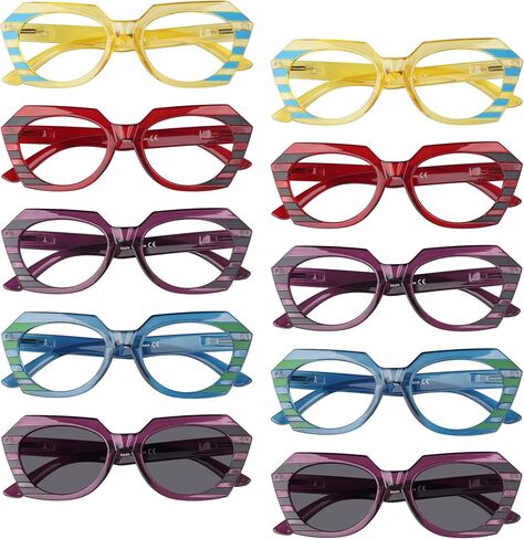 10 Pack Oval Readers Retro Ladies Round Cheaters for Women +0.00 in Saudi Arabia