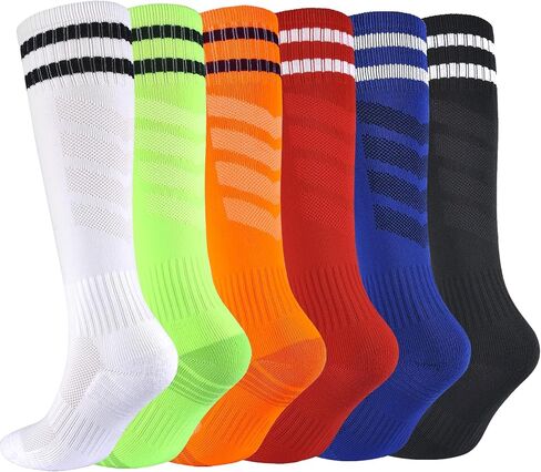 LO SHOKIM Boys Soccer Socks Kids Football Socks Girls Knee High Socks Striped Baseball Softball Athletic Tube Stockings in Saudi Arabia