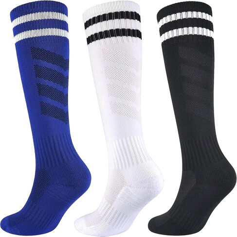LO SHOKIM Boys Soccer Socks Kids Football Socks Girls Knee High Socks Striped Baseball Softball Athletic Tube Stockings in Saudi Arabia