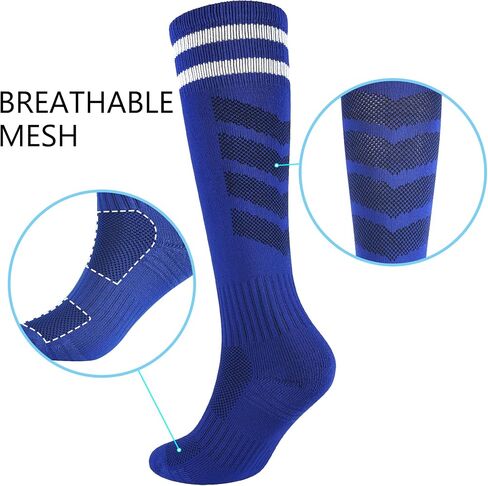 LO SHOKIM Boys Soccer Socks Kids Football Socks Girls Knee High Socks Striped Baseball Softball Athletic Tube Stockings in Saudi Arabia