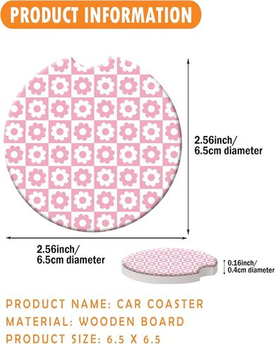2 Pack Vintage Ceramic Car Coasters 2.56 Inch,Absorbent Car Cup Holder Coaster for Women,Auto Accessories with Finger Notch - Gold Mountain in Saudi Arabia