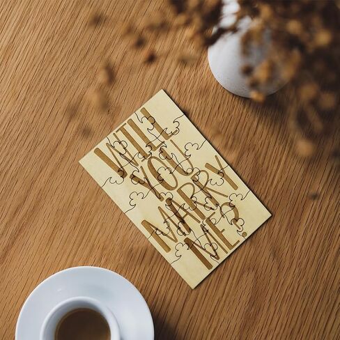 Will You Marry Me Proposal 15 Piece Jigsaw Puzzle Laser Engraved Rustic Basswood 6" x 3.5" in Saudi Arabia