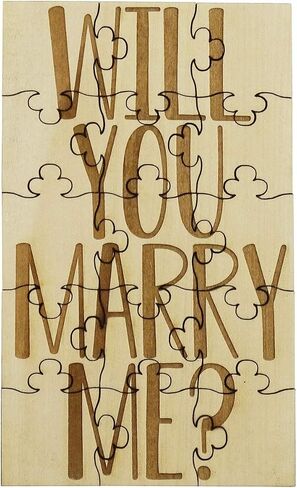 Will You Marry Me Proposal 15 Piece Jigsaw Puzzle Laser Engraved Rustic Basswood 6" x 3.5" in Saudi Arabia