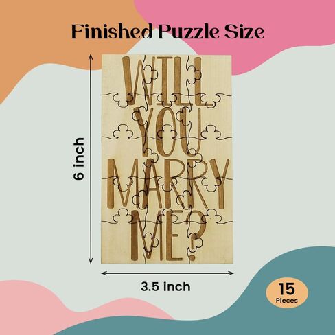 Will You Marry Me Proposal 15 Piece Jigsaw Puzzle Laser Engraved Rustic Basswood 6" x 3.5" in Saudi Arabia