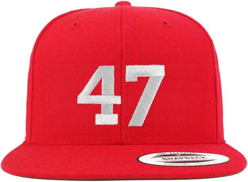 Trendy Apparel Shop Number 47 White Thread Embroidered Flat Bill Snapback Baseball Cap in Saudi Arabia