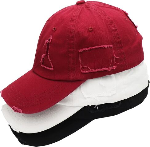 Umeepar Baseball Cap 3 Pack Vintage Distressed Low Profile Unstructured Broken Patch Cotton Dad Hat Adjustable for Women Men in Saudi Arabia