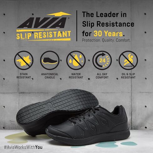 Avia Avi-Skill Non Slip Shoes for Men – Men's Work & Safety Footwear - Black in Saudi Arabia