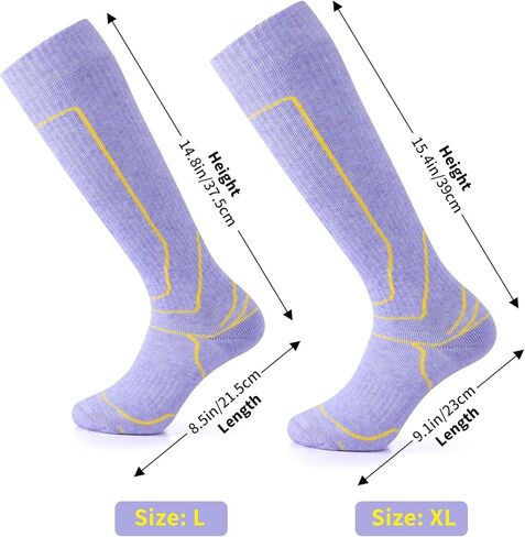 جوارب تزلج من الصوف ميرينو من زيكاك، زوجان للنساء، جوارب حرارية عالية للركبة في الطقس البارد للتزلج والتزلج على الجليد والمشي لمسافات طويلة والتخييم in Kuwait
