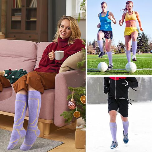 جوارب تزلج من الصوف ميرينو من زيكاك، زوجان للنساء، جوارب حرارية عالية للركبة في الطقس البارد للتزلج والتزلج على الجليد والمشي لمسافات طويلة والتخييم in Kuwait