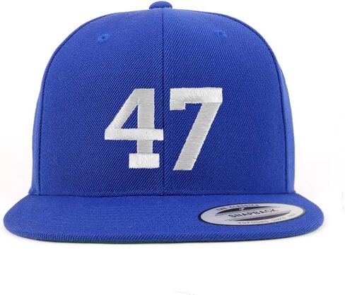 Trendy Apparel Shop Number 47 White Thread Embroidered Flat Bill Snapback Baseball Cap in Saudi Arabia