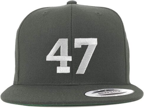 Trendy Apparel Shop Number 47 White Thread Embroidered Flat Bill Snapback Baseball Cap in Saudi Arabia