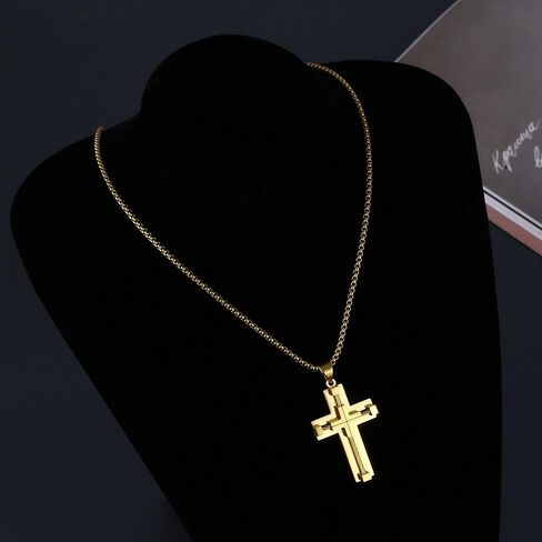 Cross Pendant Necklace,Stainless Steel Pendant for Men & Women,Small Steel Winding Wire Cross Chain,Silver/Gold/Black/Gold Silver Tone in Saudi Arabia