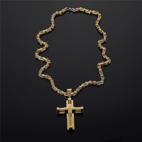 Cross Pendant Necklace,Stainless Steel Pendant for Men & Women,Small Steel Winding Wire Cross Chain,Silver/Gold/Black/Gold Silver Tone in Saudi Arabia