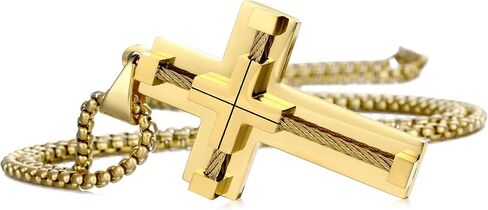 Cross Pendant Necklace,Stainless Steel Pendant for Men & Women,Small Steel Winding Wire Cross Chain,Silver/Gold/Black/Gold Silver Tone in Saudi Arabia