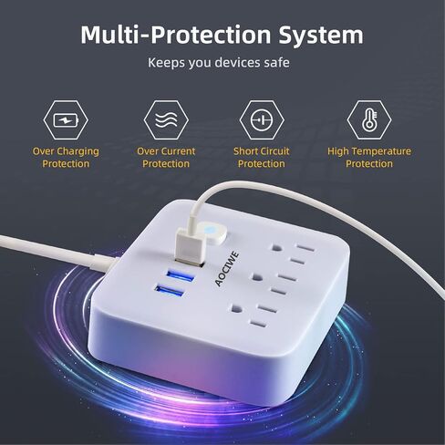 واقي التيار الكهربائي لقطاع الطاقة - 8 منافذ و3 منافذ USB ومنفذ USB-C واحد، 1700 جول، قابس مسطح بزاوية سلك طاقة بطول 6 أقدام، منافذ متباعدة ومنفذ طاقة مدرج في قائمة ETL للمكتب المنزلي in Saudi Arabia