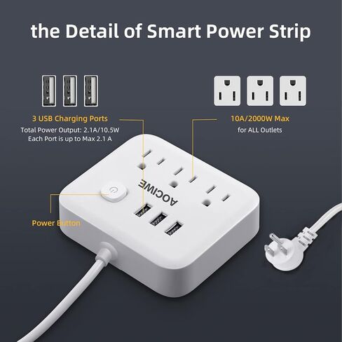 واقي التيار الكهربائي لقطاع الطاقة - 8 منافذ و3 منافذ USB ومنفذ USB-C واحد، 1700 جول، قابس مسطح بزاوية سلك طاقة بطول 6 أقدام، منافذ متباعدة ومنفذ طاقة مدرج في قائمة ETL للمكتب المنزلي in Saudi Arabia