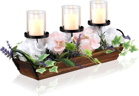 شمعة الزفاف المركزية غرفة الطعام الجدول محور صينية زهرة بيضاء عمود شمعة حامل لحفل الزفاف طاولة الطعام منضدية رف ديكور in Kuwait