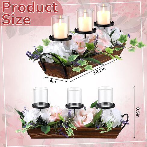 شمعة الزفاف المركزية غرفة الطعام الجدول محور صينية زهرة بيضاء عمود شمعة حامل لحفل الزفاف طاولة الطعام منضدية رف ديكور in Kuwait