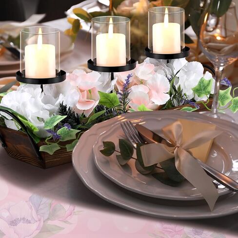 شمعة الزفاف المركزية غرفة الطعام الجدول محور صينية زهرة بيضاء عمود شمعة حامل لحفل الزفاف طاولة الطعام منضدية رف ديكور in Kuwait