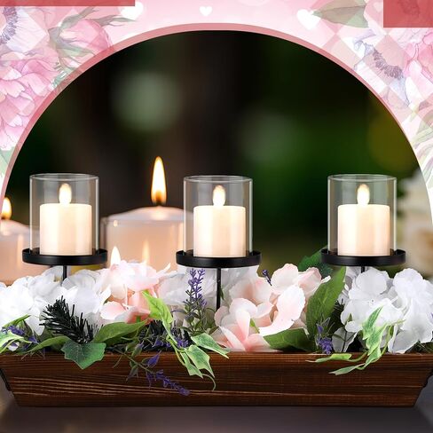 شمعة الزفاف المركزية غرفة الطعام الجدول محور صينية زهرة بيضاء عمود شمعة حامل لحفل الزفاف طاولة الطعام منضدية رف ديكور in Kuwait
