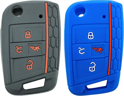2x Coolbestda Rubber Folding 4B Key Fob Cover Glove Protector Case Accessory for 2020 2019 2018 2017 VW Golf Alltrack Sportwagen GTI Tiguan Atlas POLO Skoda Octavia (Push Start Car NOT FIT) in Saudi Arabia