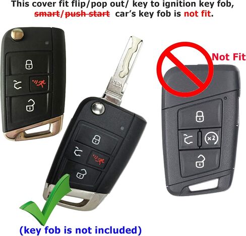 2x Coolbestda Rubber Folding 4B Key Fob Cover Glove Protector Case Accessory for 2020 2019 2018 2017 VW Golf Alltrack Sportwagen GTI Tiguan Atlas POLO Skoda Octavia (Push Start Car NOT FIT) in Saudi Arabia
