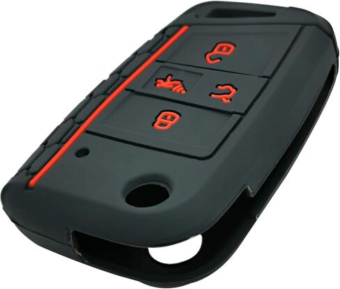2x Coolbestda Rubber Folding 4B Key Fob Cover Glove Protector Case Accessory for 2020 2019 2018 2017 VW Golf Alltrack Sportwagen GTI Tiguan Atlas POLO Skoda Octavia (Push Start Car NOT FIT) in Saudi Arabia