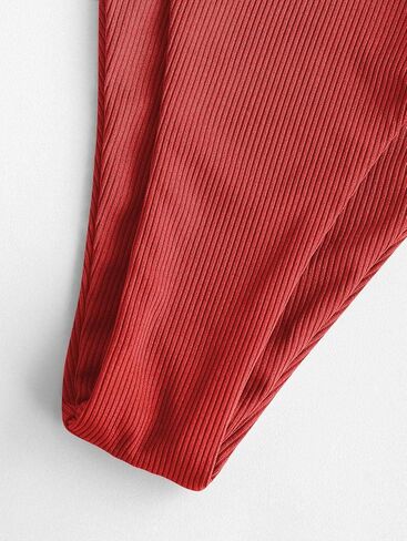 ZAFUL Women's Halter Triangle Bikini Ribbed String Smocked Swimwear Cheeky Thong Swimsuit High Cut Bikini Set in Kuwait