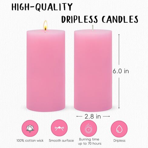 3 Packs Dripless 2.8x6 Inch White Pillar Candles, Unscented Large Wax Cylinder Column Candles for Power Outages Emergency Party Backyard Gathering - 70 Hour Burn Time in Saudi Arabia