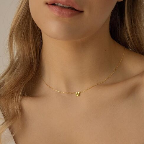 Initial Necklaces for Women,Dainty Gold Plated Letter Necklace Name Personalized Monogram Pendant Necklace Simple Cute Initial Necklace Choker Necklace for Women Trendy Gold Jewelry Gifts in Kuwait