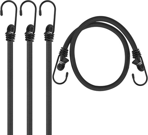 4 Pack Bike Rope Tie Down with Hooks Black Bungee Cords with Hooks, 24" Outdoor Heavy Duty Elastic Rope Tie Down with Metal Hooks for Tents Camping Luggage Rack Cargo Bike in Saudi Arabia